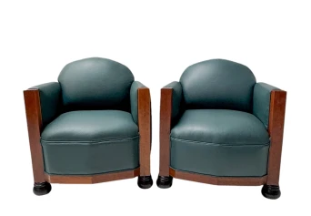 Two Art Deco Amsterdamse School Lounge Chairs by Fa. Drilling Amsterdam, 1920s